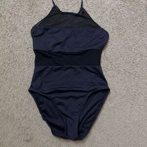 BLANCA Black Mesh Halter One Piece Leotard Swimsuit Women's Size 6